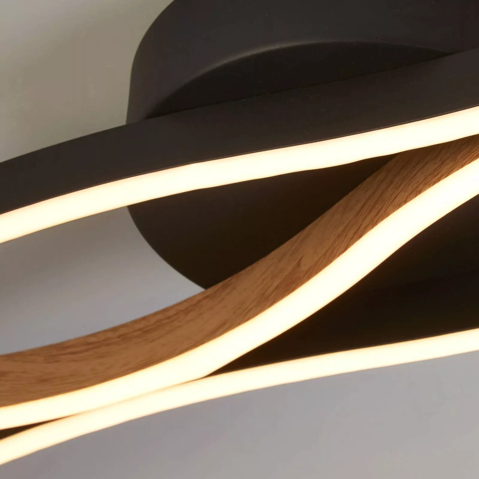 LED-Deckenleuchte Bloom Swirl schwarz/holz günstig online kaufen