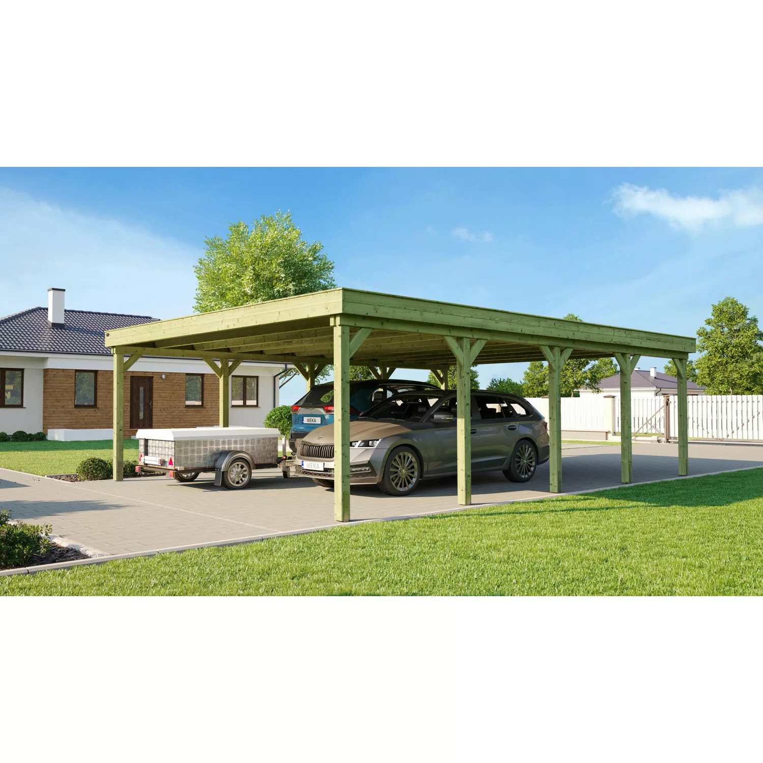 WEKA Doppelcarport 609 mit Stahltrapezblechdach BxT: 600 cm x 812 cm günstig online kaufen