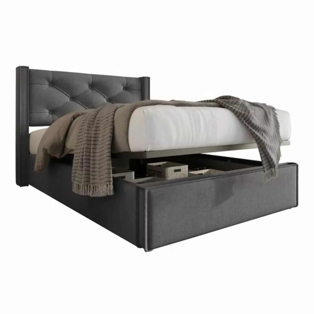 PHOEBE CAT Boxspringbett (Polsterbett Einzelbett 90x200 cm mit edler Knopfh günstig online kaufen