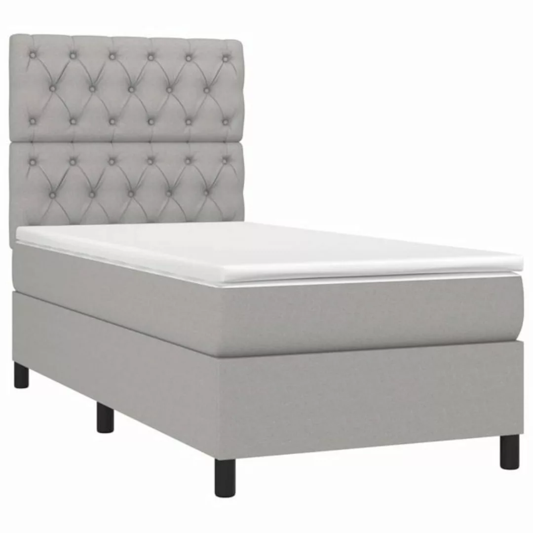 vidaXL Bett Boxspringbett mit Matratze Hellgrau 80x200 cm Stoff günstig online kaufen