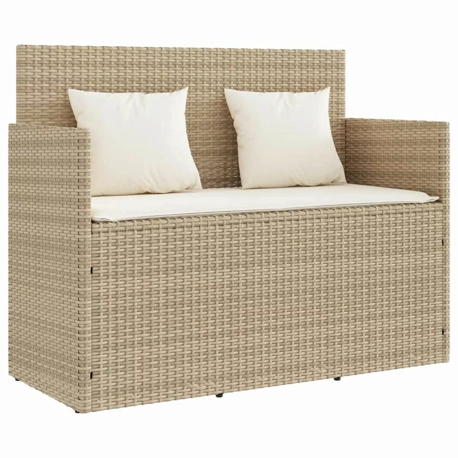 vidaXL Gartenbank mit Kissen Beige Poly Rattan günstig online kaufen