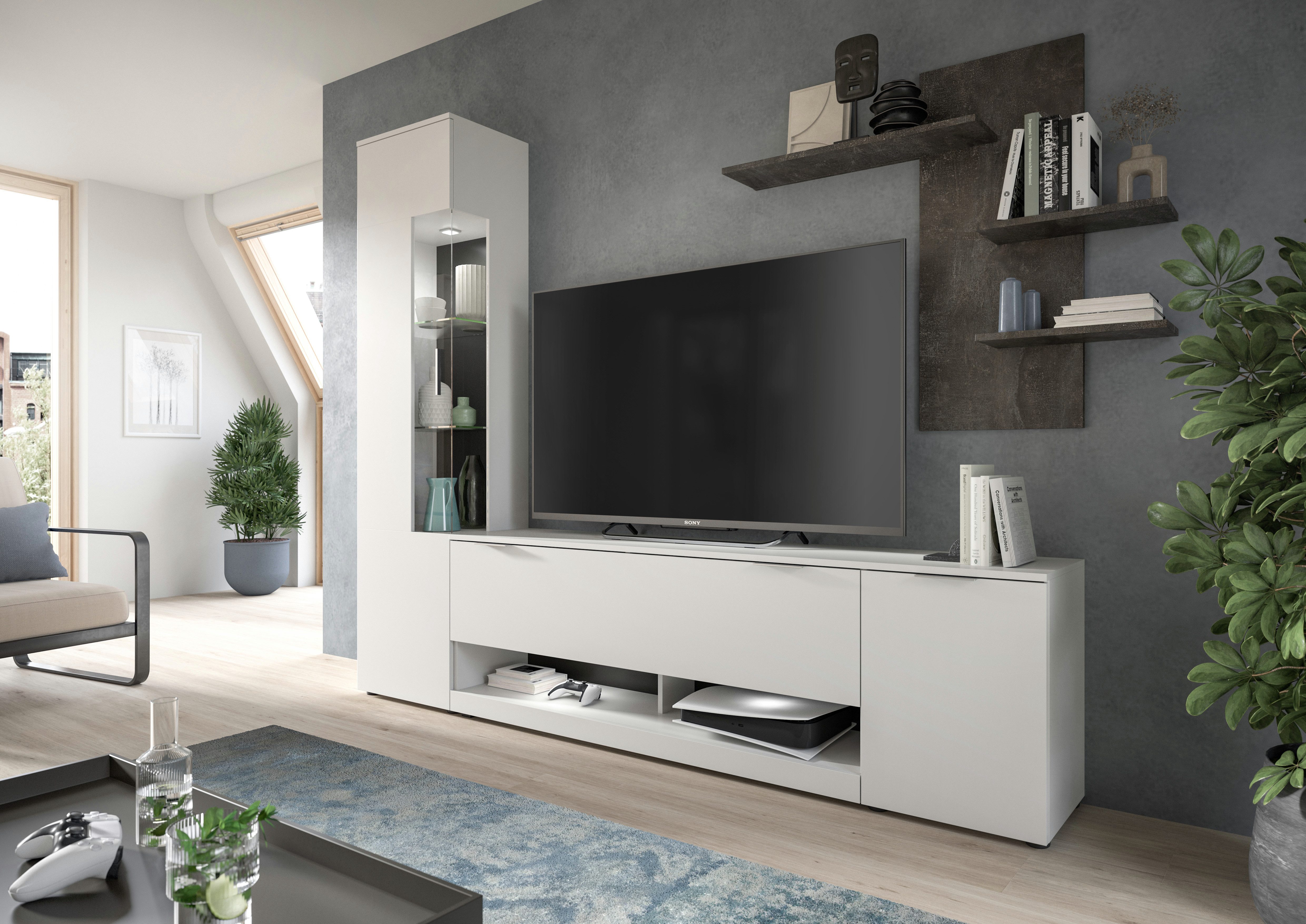 INOSIGN Wohnwand "Porto, Breite 250cm, in Weiß/Beton Nachbildung", (3 St.), günstig online kaufen