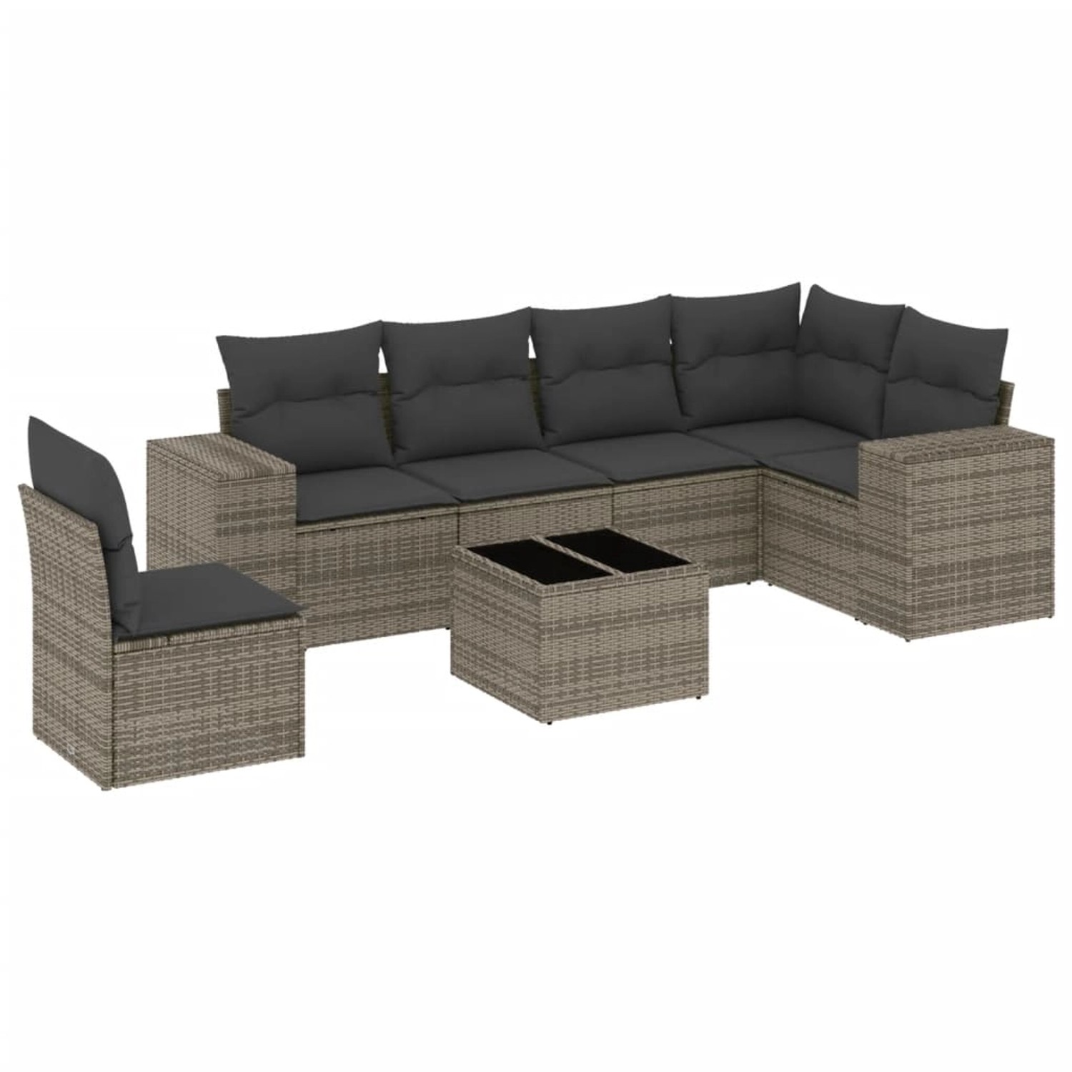 vidaXL 7-Tlg Garten-Sofagarnitur mit Kissen Grau Poly Rattan 3254977 günstig online kaufen