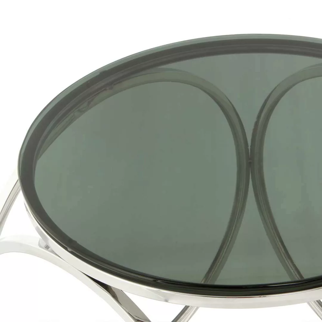 Couch Beistelltisch mit schwarz getönter Glasplatte Ringgestell in Silberfa günstig online kaufen