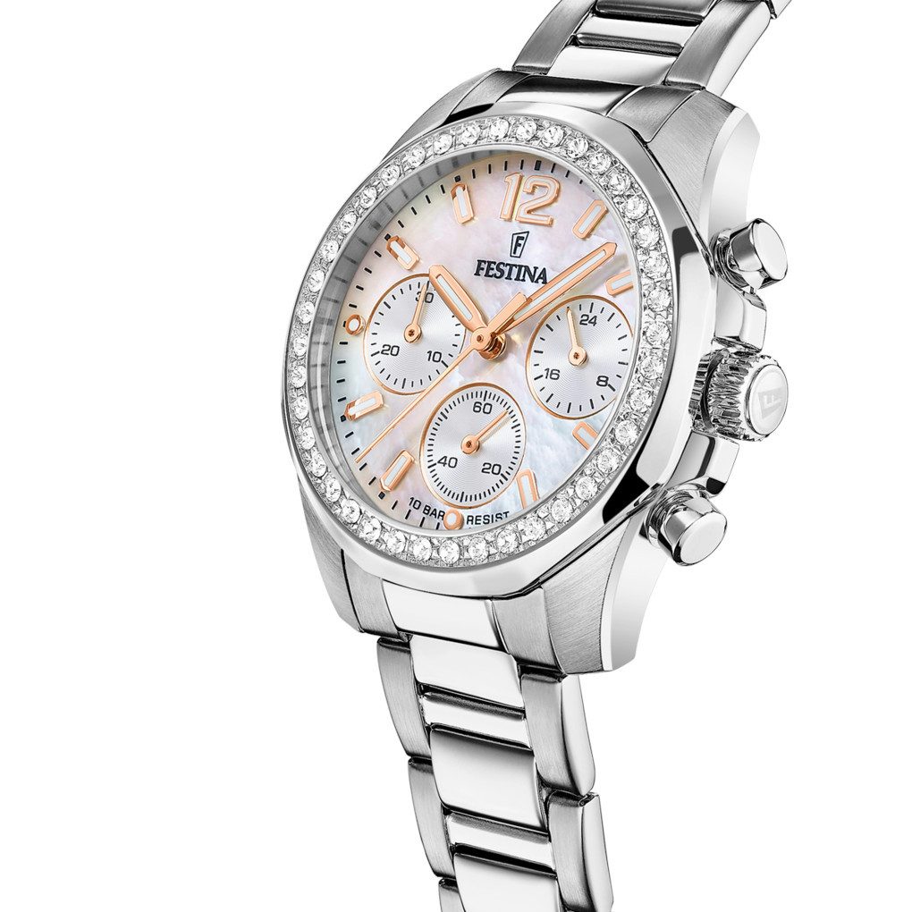 Festina Chronograph Damenuhr F20606-1 Edelstahlband 38,1 günstig online kaufen