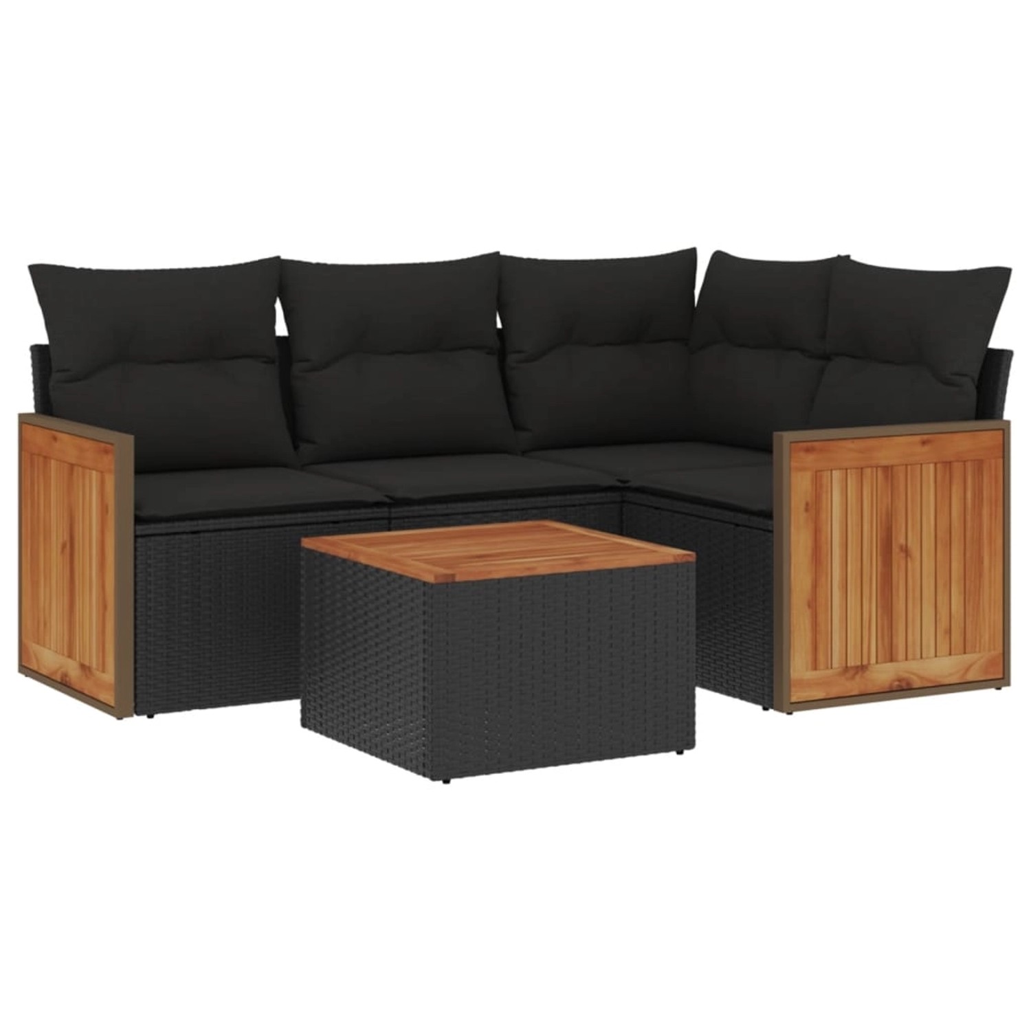 vidaXL 5-tlg Garten-Sofagarnitur mit Kissen Schwarz Poly Rattan Modell 106 günstig online kaufen