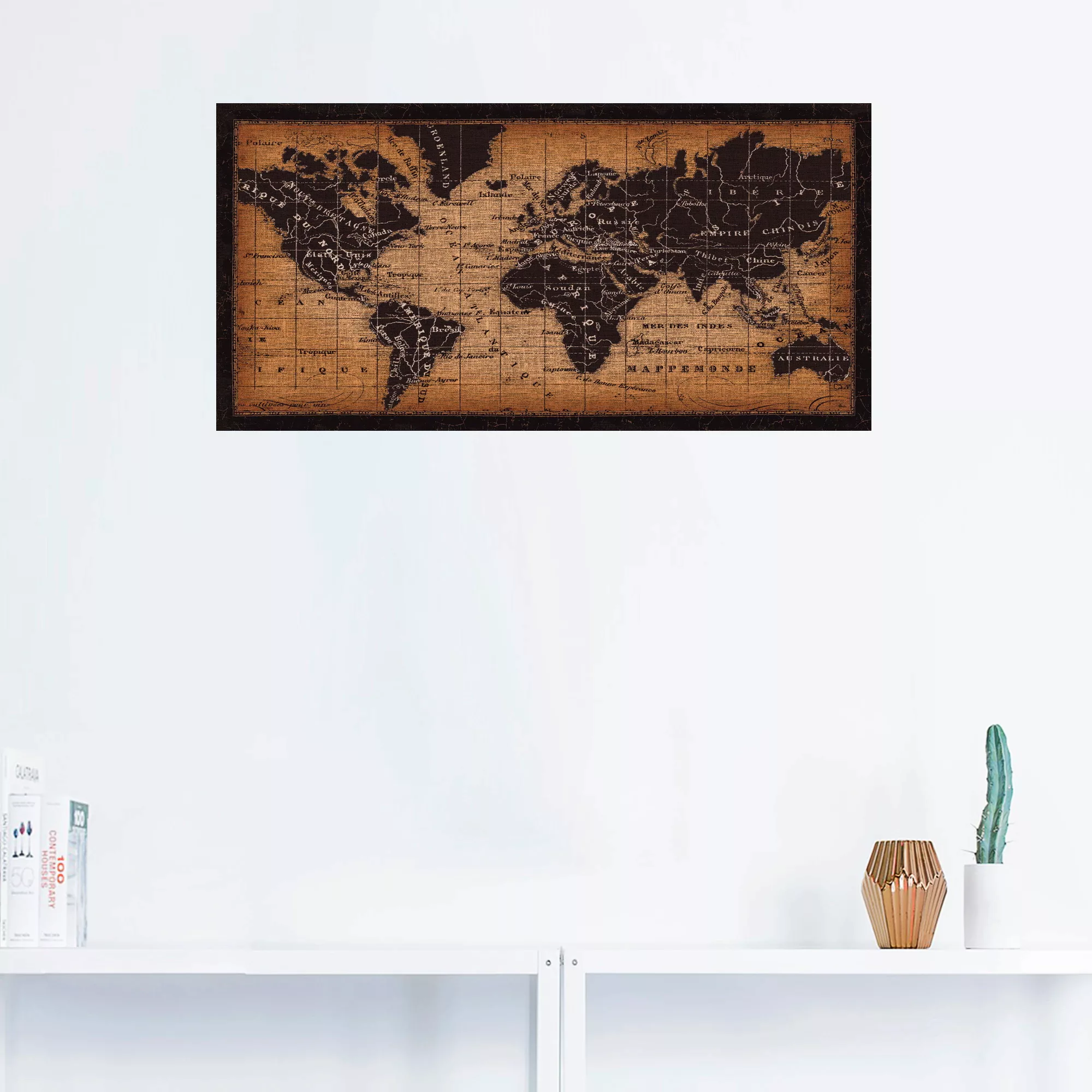 Artland Wandbild "Alte Weltkarte", Landkarten, (1 St.), als Leinwandbild, P günstig online kaufen