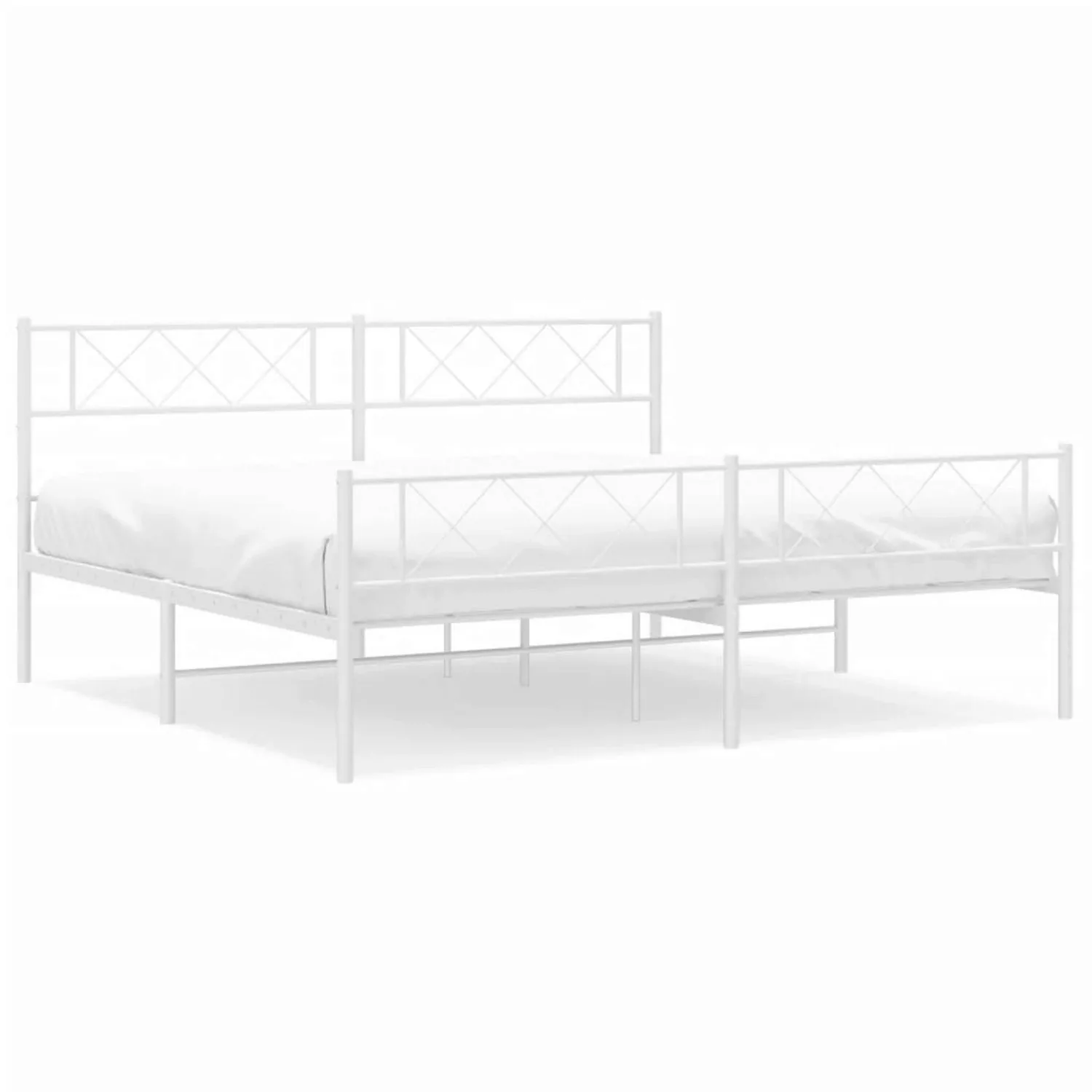 vidaXL Bettgestell mit Kopf- und Fußteil Metall Weiß 183x213 cm Modell 1218 günstig online kaufen