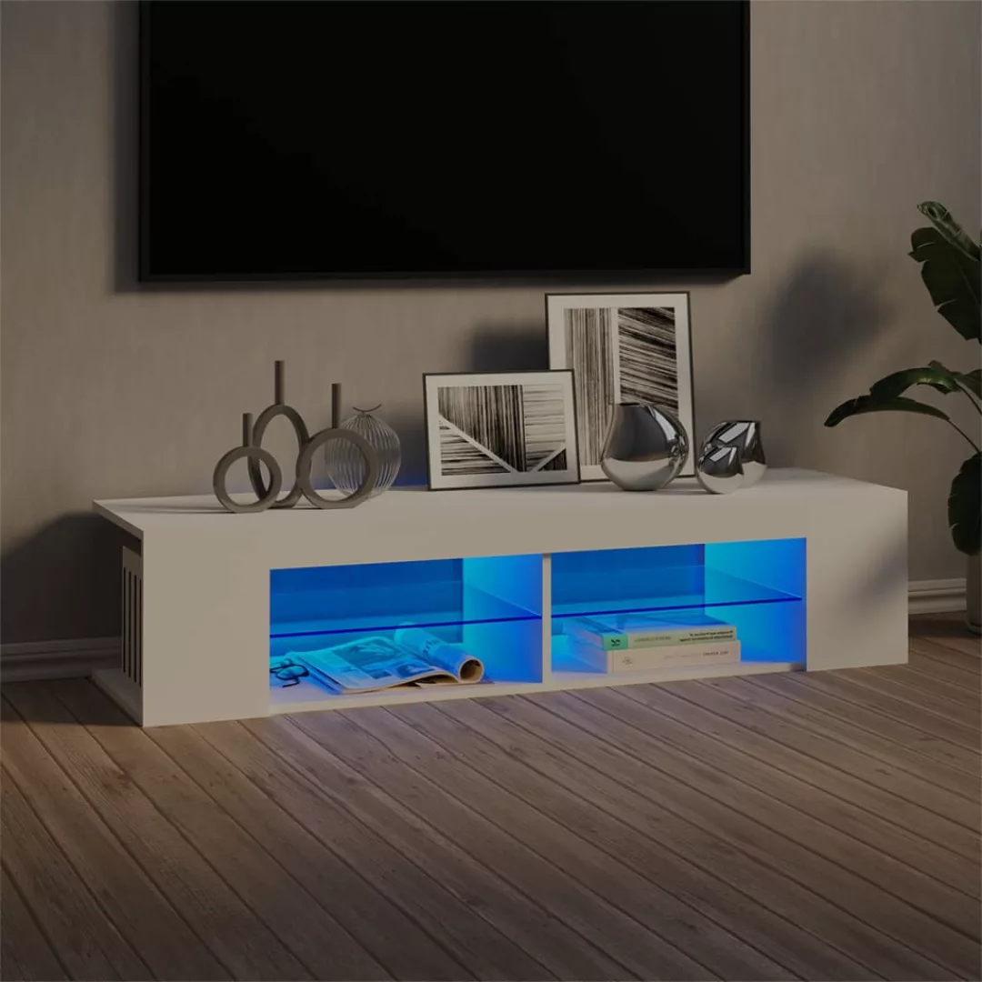 vidaXL TV-Schrank TV-Schrank mit LED-Leuchten Weiß 135x39x30 cm Lowboard günstig online kaufen