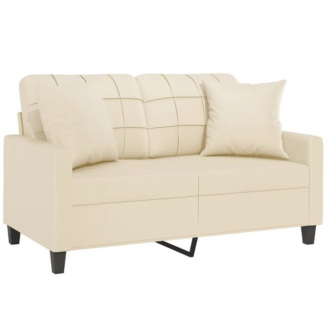 vidaXL Sofa 2-Sitzer-Sofa mit Zierkissen Creme 120 cm Kunstleder günstig online kaufen