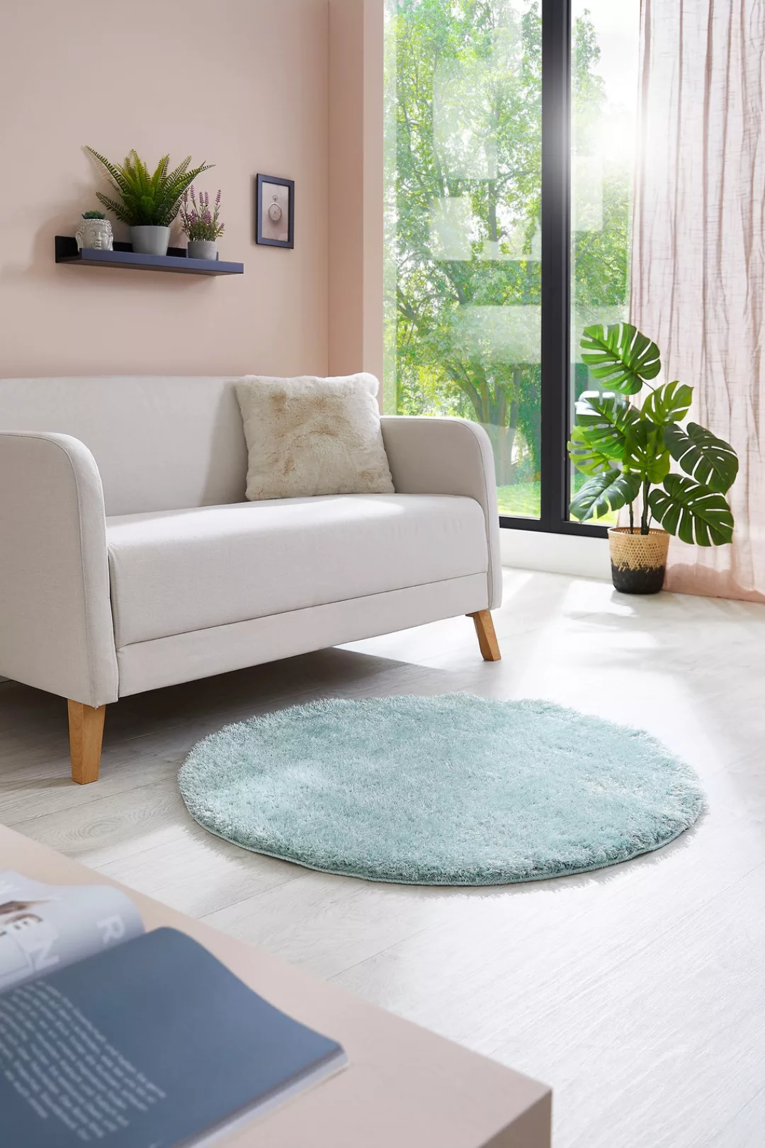 LUXOR living Hochflor-Teppich »Gela«, rund, Uni Farben, weich und flauschig günstig online kaufen