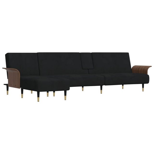 vidaXL Sofa Schlafsofa in L-Form Schwarz 279x140x70 cm Samt Chaiselongue Sc günstig online kaufen