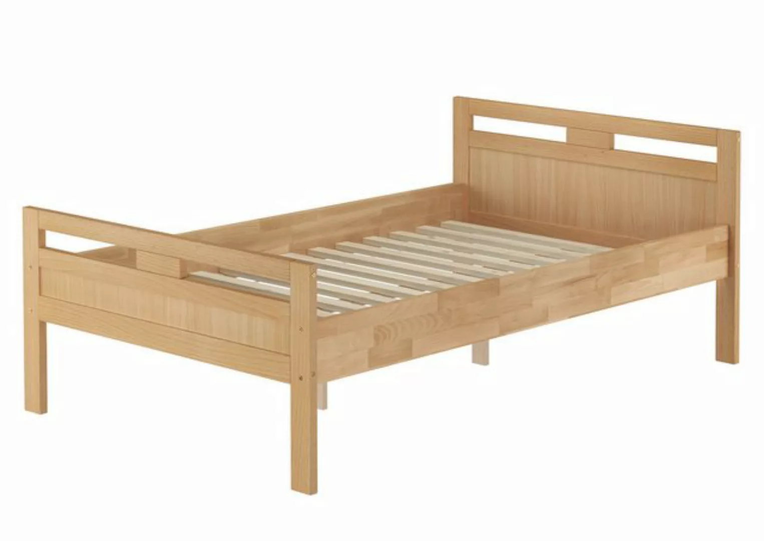 ERST-HOLZ Bett Hohes Seniorenbett massive Buche 120x220, Buchefarblos lacki günstig online kaufen