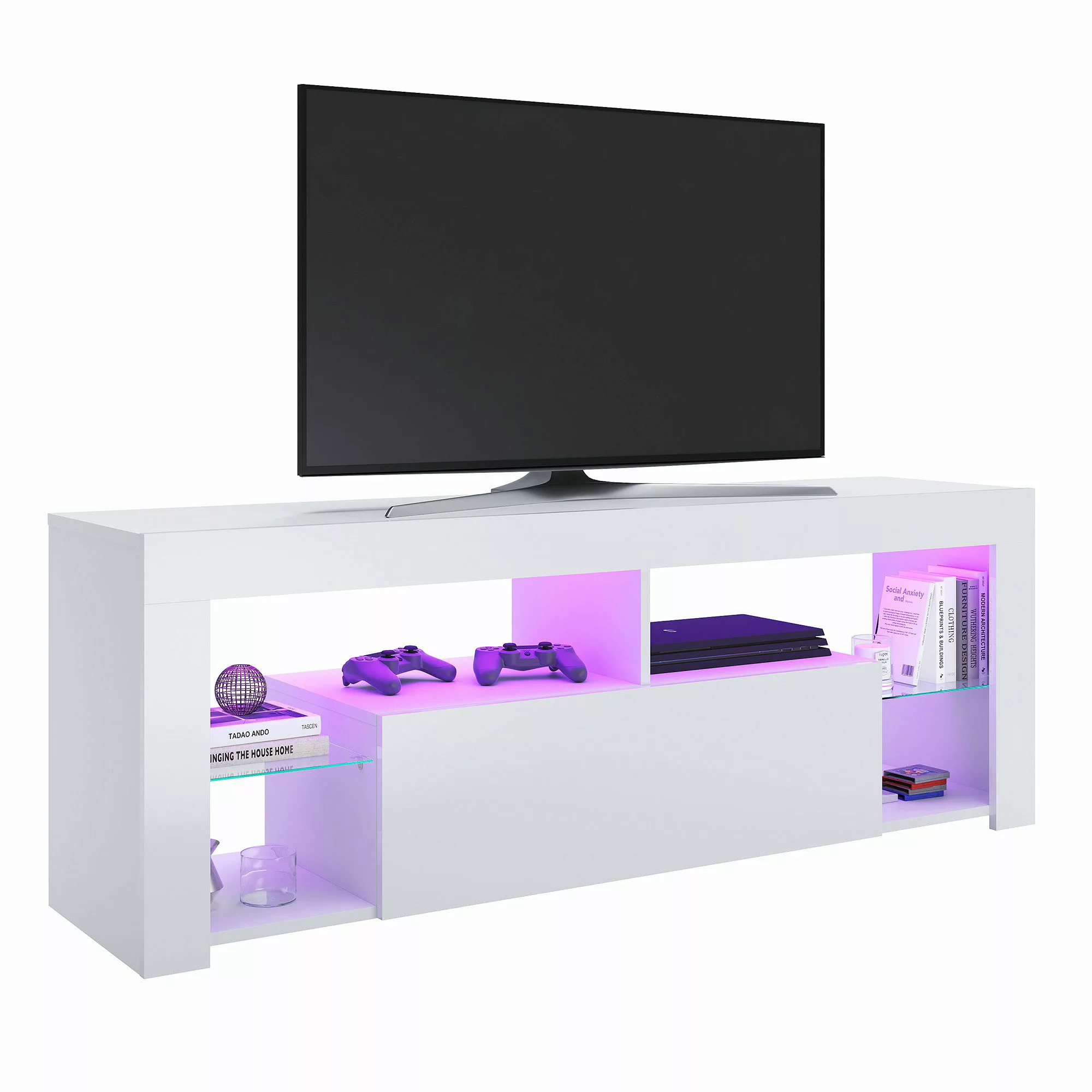 SONNI TV-Schrank Schwarzer TV-Ständer mit LED-Beleuchtung günstig online kaufen