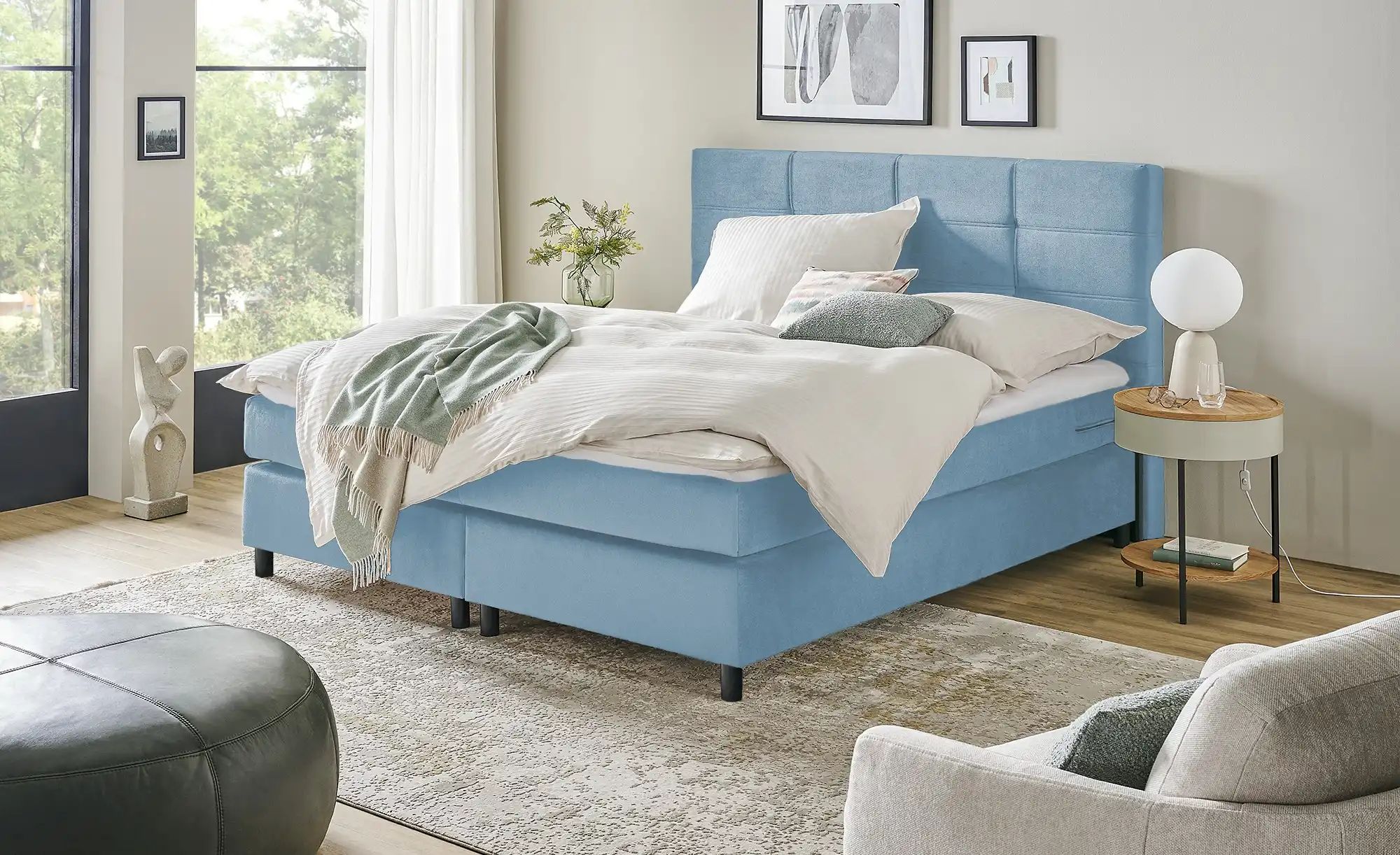 uno Boxspringbett  Wind ¦ blau ¦ Maße (cm): B: 160 H: 152 Betten > Komfortb günstig online kaufen