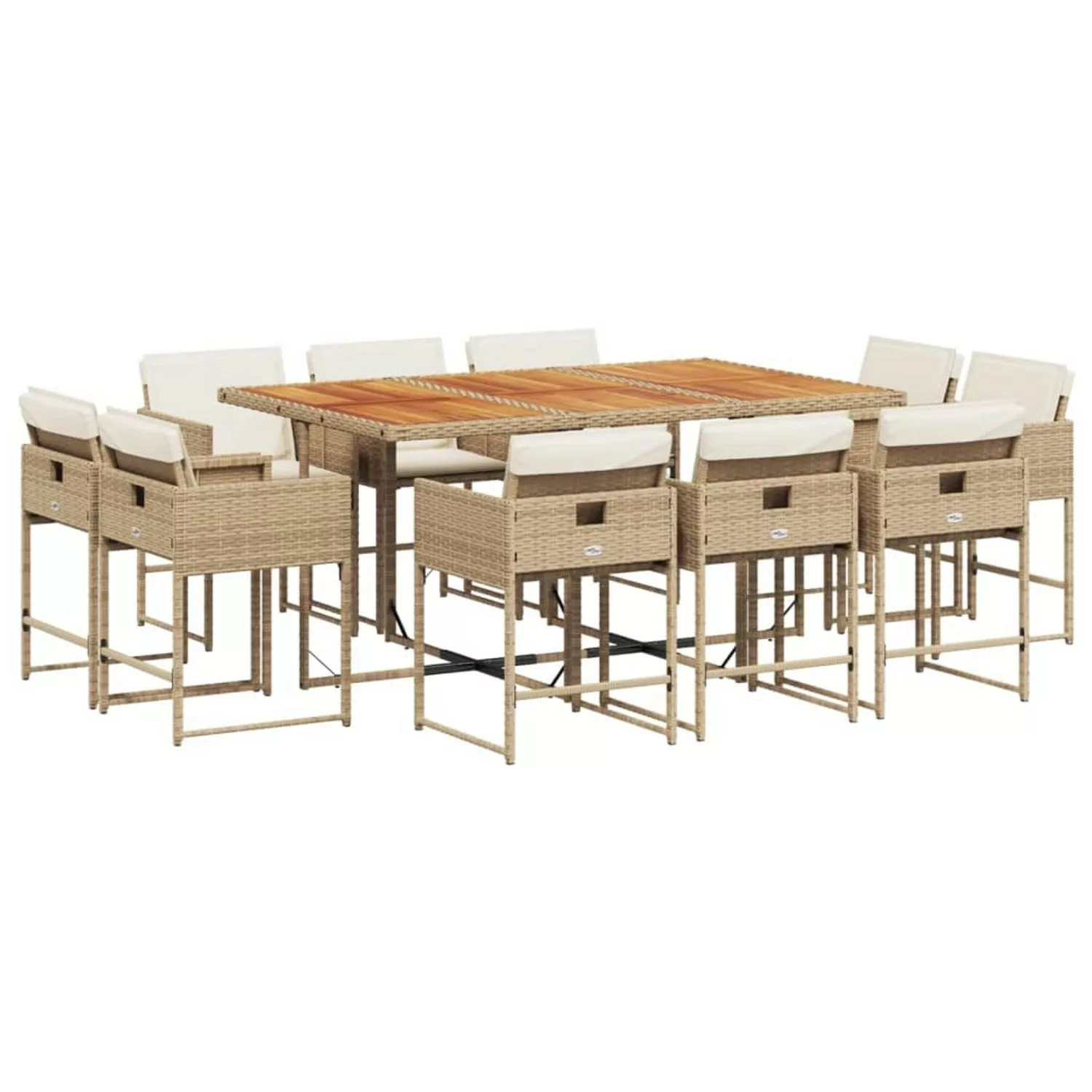 vidaXL 11-tlg Garten-Essgruppe mit Kissen Beige Poly Rattan Modell 5 günstig online kaufen