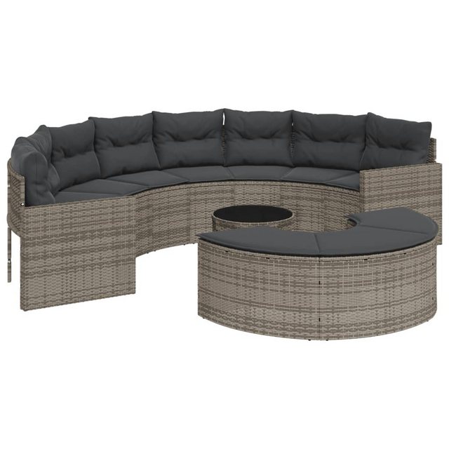 vidaXL Loungesofa 3-tlg. Garten-Sofagarnitur Halbrund Grau Poly-Rattan, 1 T günstig online kaufen