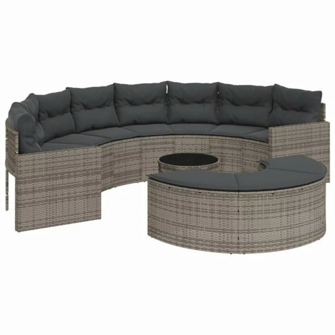 vidaXL Loungesofa 3-tlg. Garten-Sofagarnitur Halbrund Beige Poly-Rattan, 1 günstig online kaufen