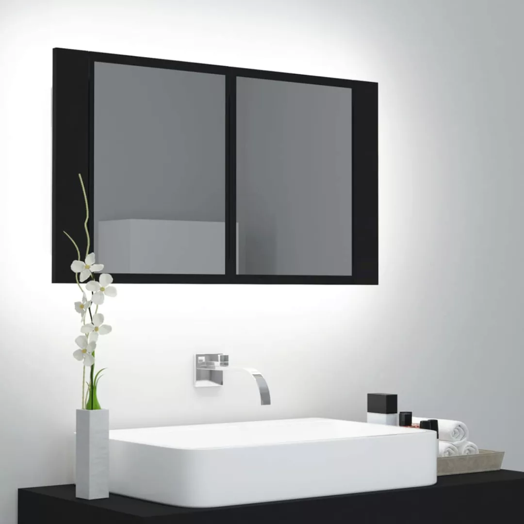 Led-bad-spiegelschrank Schwarz 80x12x45 Cm günstig online kaufen