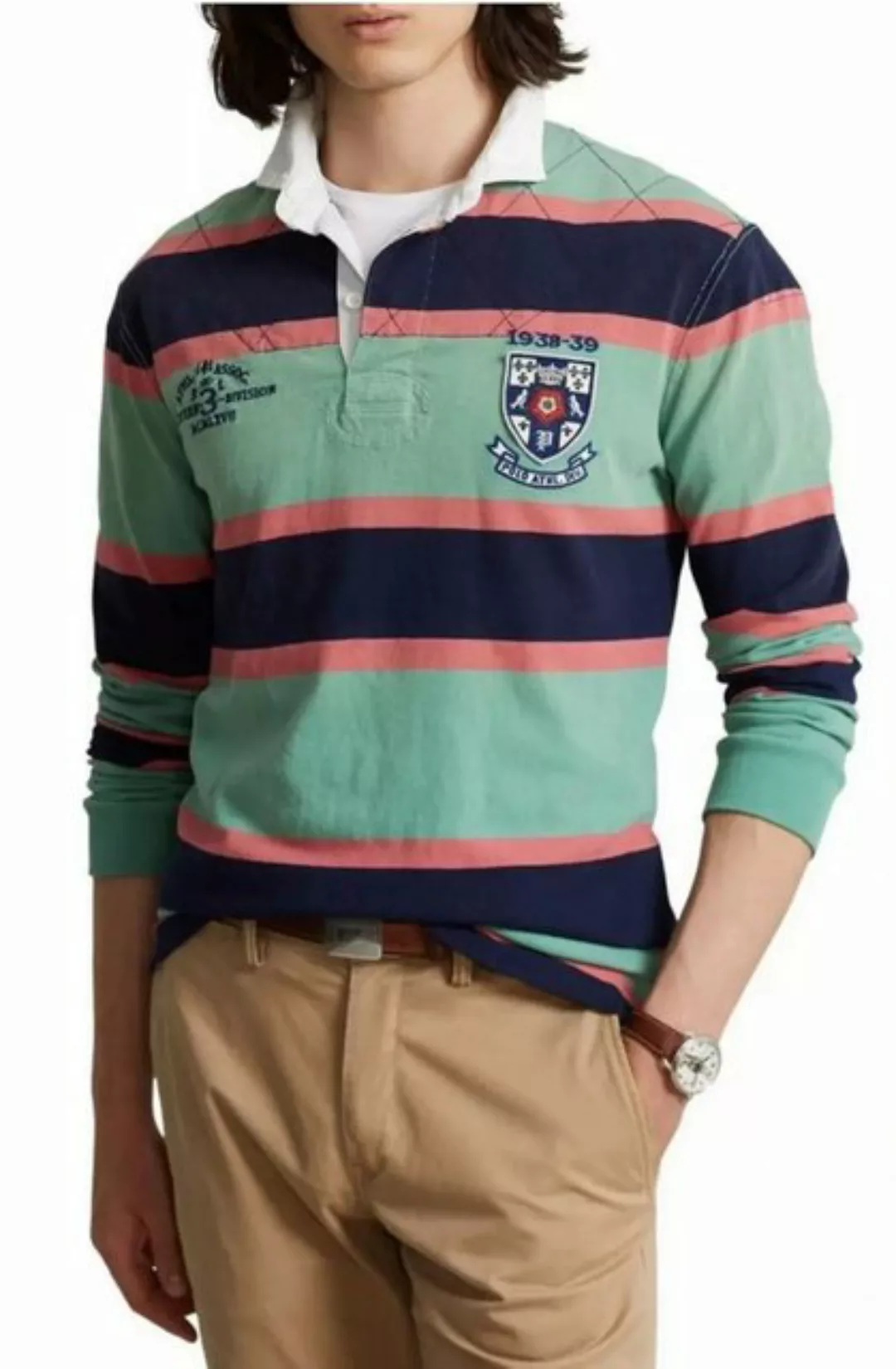 Polo Ralph Lauren Langarm-Poloshirt Gestreiftes Athletics Rugby Polo Hemd A günstig online kaufen