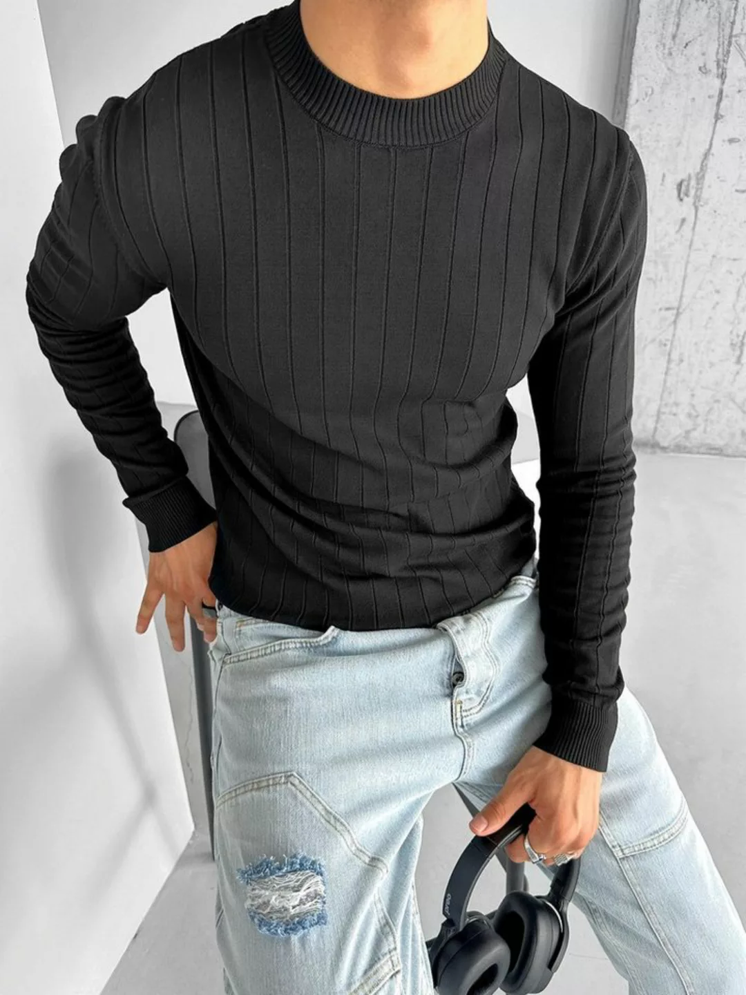 Abluka Strickpullover Slim Fit Rippstrickpullover – Perfekt für einen elega günstig online kaufen