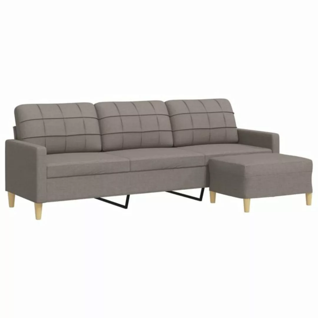 vidaXL Sofa 3-Sitzer-Sofa mit Hocker Taupe 210 cm Stoff günstig online kaufen