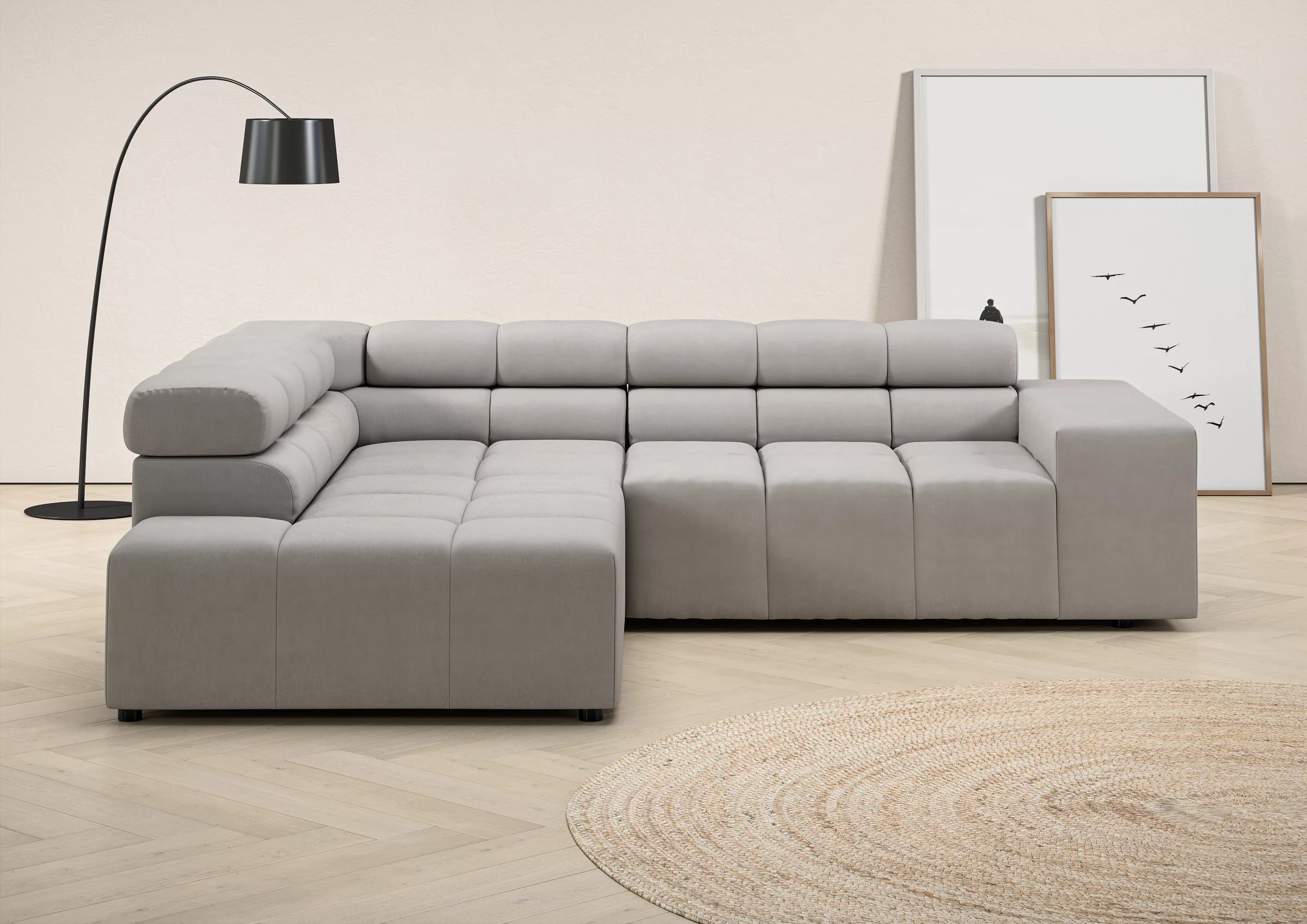 INOSIGN Ecksofa "Ancona, incl. Kopfteilverstellung + 3 Zierkissen, L-Form, günstig online kaufen