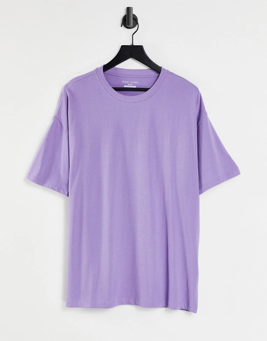 New Look – Oversize-T-Shirt aus Bio-Baumwolle in Lila günstig online kaufen