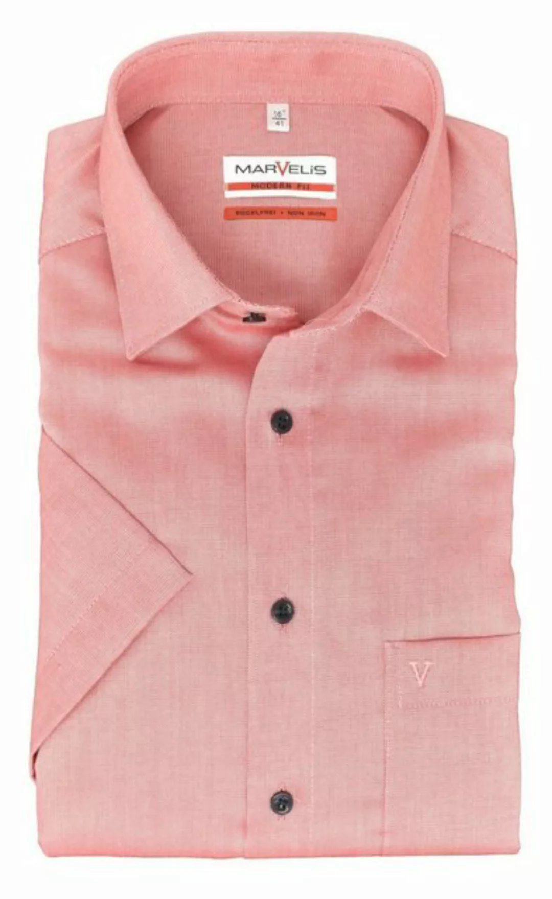 MARVELIS Kurzarmhemd Kurzarmhemd - Modern Fit - Einfarbig - Rot günstig online kaufen