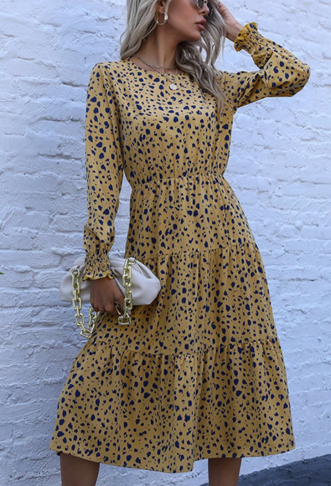 SEGUEN Sommerkleid Vintage Frauen schlank Leopard Print Kleider (Lässiges l günstig online kaufen