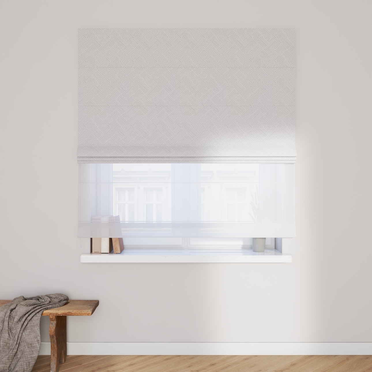 Dekoria Doppelraffrollo Duo, grau-weiß, 160 x 170 cm günstig online kaufen
