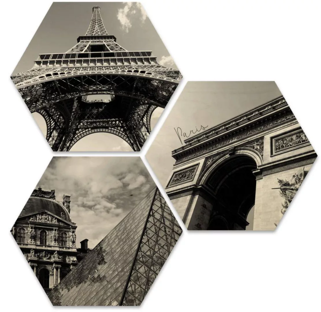 Wall-Art Mehrteilige Bilder "Impression Paris Stadt Collage", (Set, 3 St.) günstig online kaufen