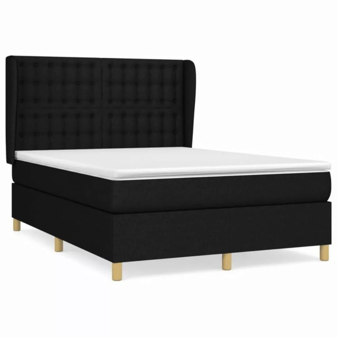 furnicato Bett Boxspringbett mit Matratze Schwarz 140x190 cm Stoff günstig online kaufen