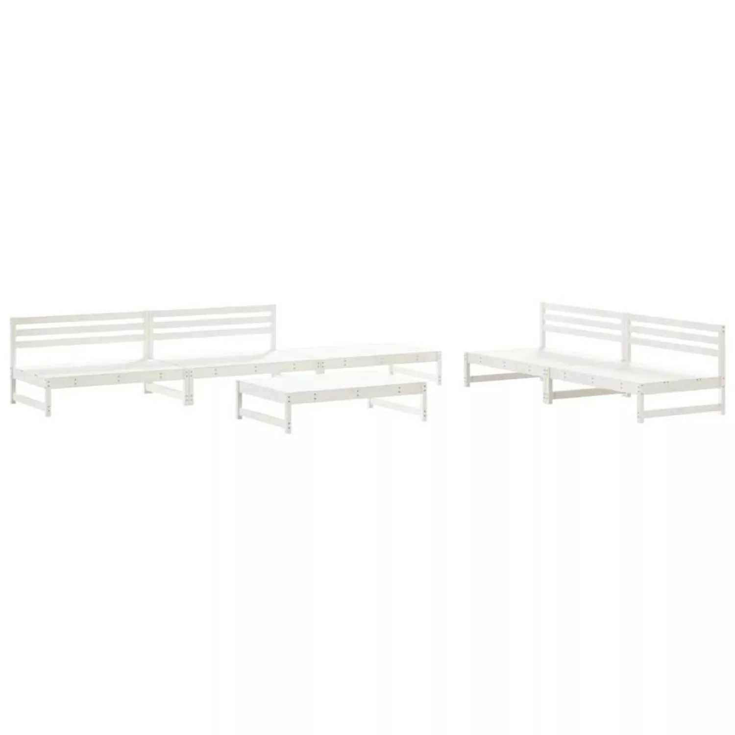 vidaXL 6-tlg Garten-Lounge-Set Weiß Massivholz Kiefer Modell 6 günstig online kaufen