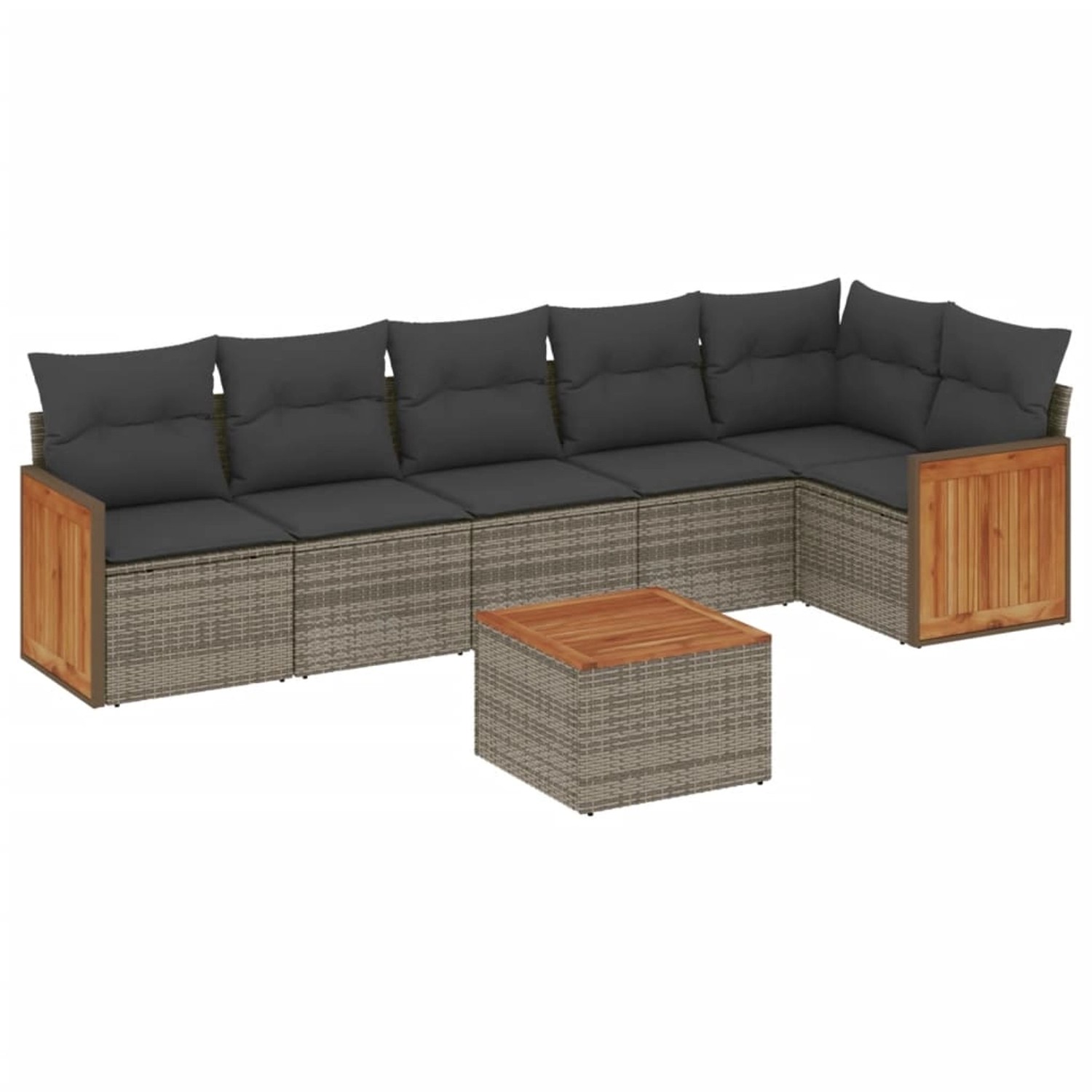 vidaXL 7-tlg Garten-Sofagarnitur mit Kissen Grau Poly Rattan Modell 157 günstig online kaufen