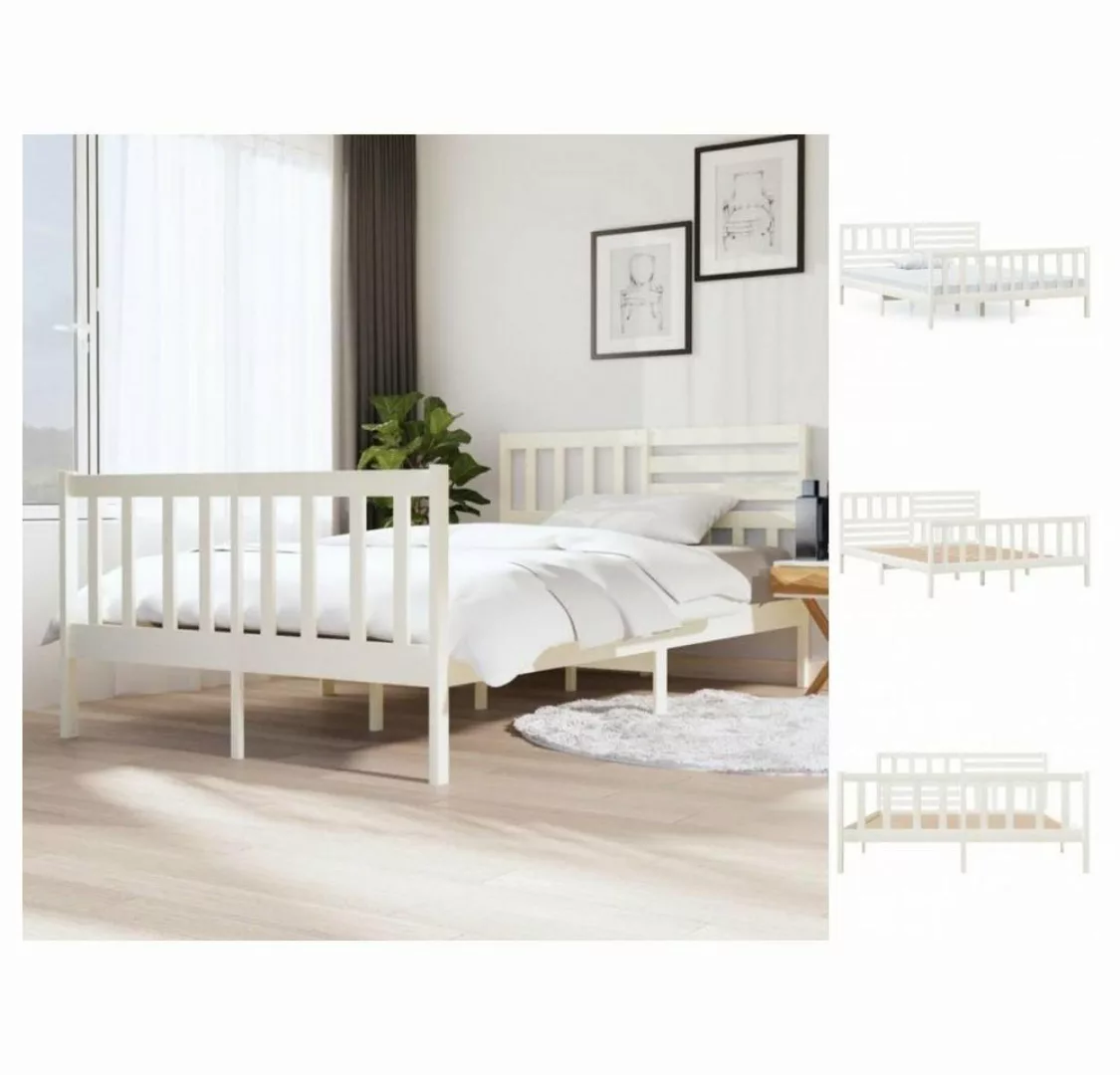 vidaXL Bettgestell Massivholzbett Weiß 120x200 cm Bett Bettgestell Bettrahm günstig online kaufen