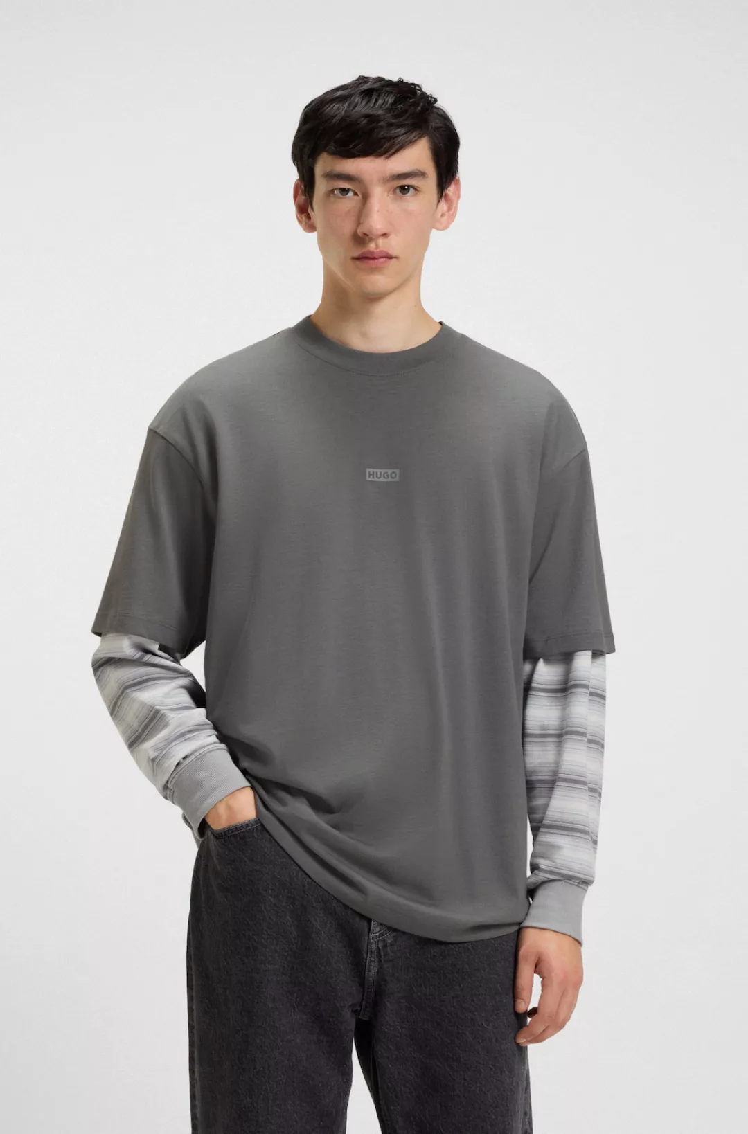 HUGO Blue T-Shirt "Nalono", mit Logodruck, Oversized Look mit Backprint günstig online kaufen