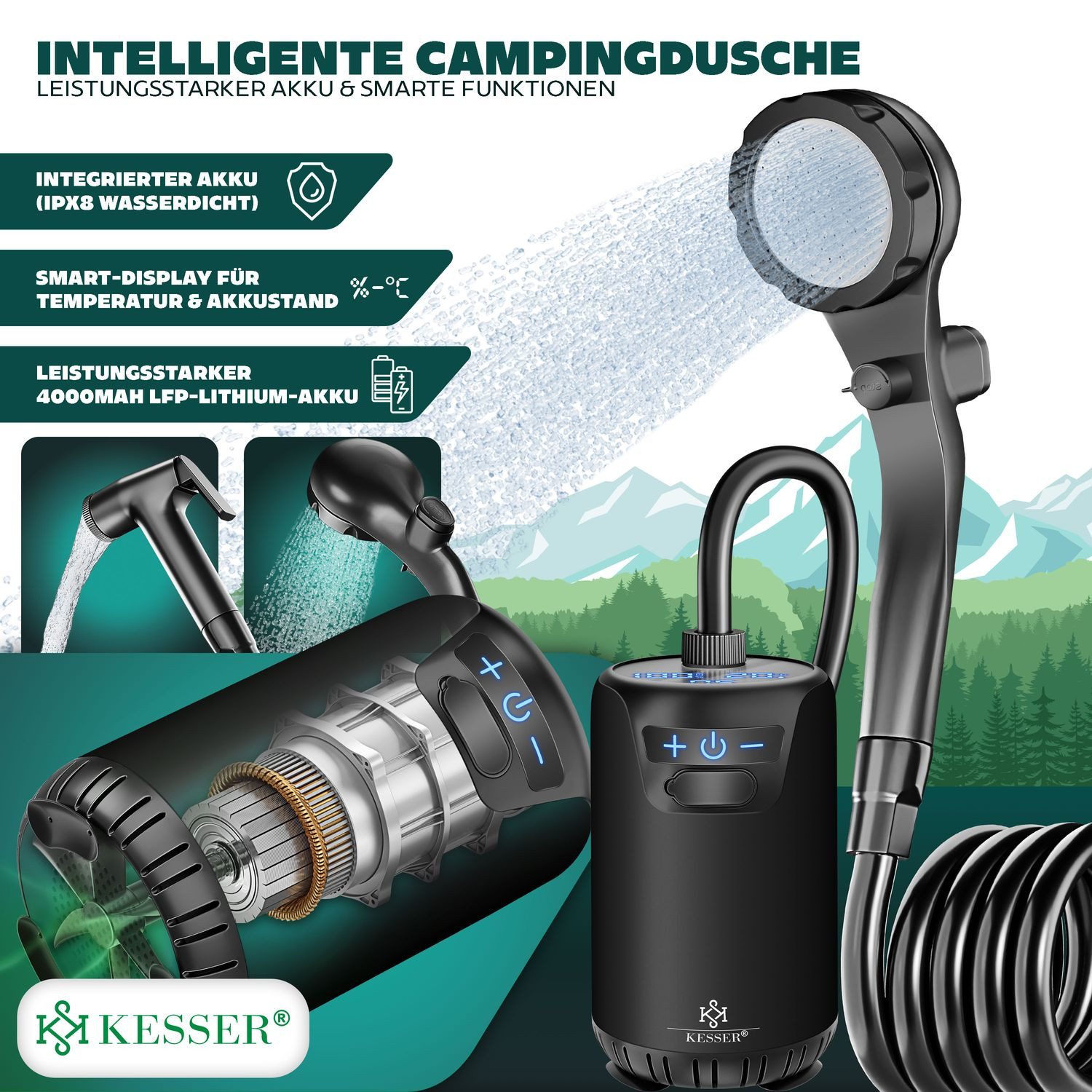 KESSER Gartendusche Campingdusche mit Pumpe & günstig online kaufen