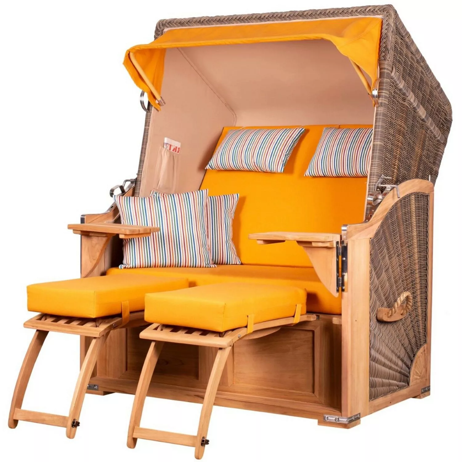 bene living Strandkorb Komplettset Schaalsee Teak PE grau Modell 586 günstig online kaufen