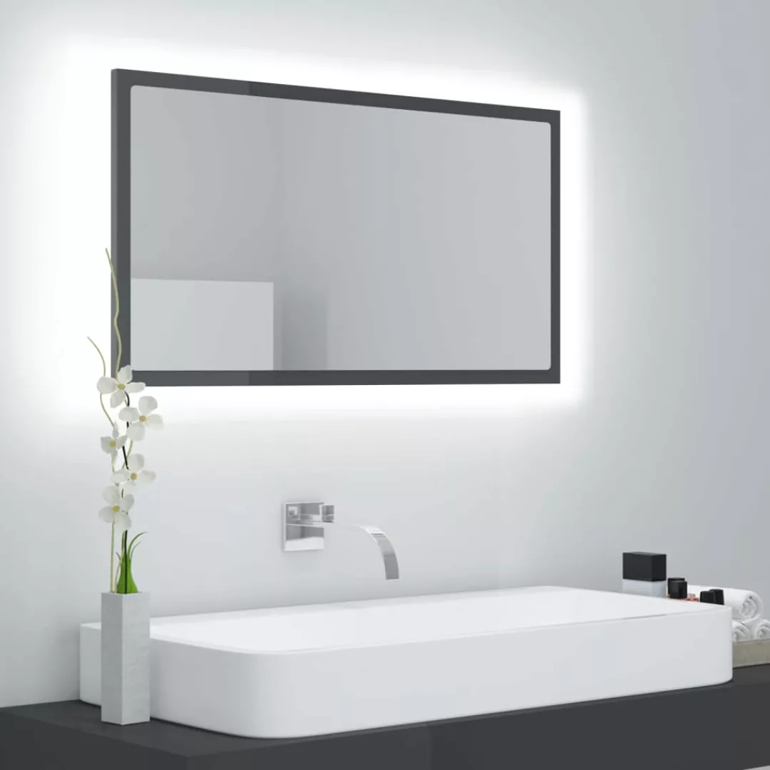 Led-badspiegel Hochglanz-grau 80x8,5x37 Cm Spanplatte günstig online kaufen