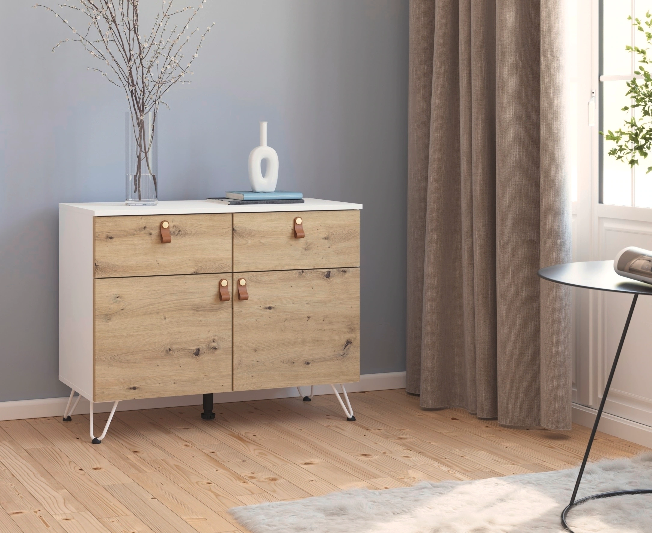 rauch Kombikommode "Homey by Aditio", mit Grifflaschen in Leder, 2 Schublad günstig online kaufen