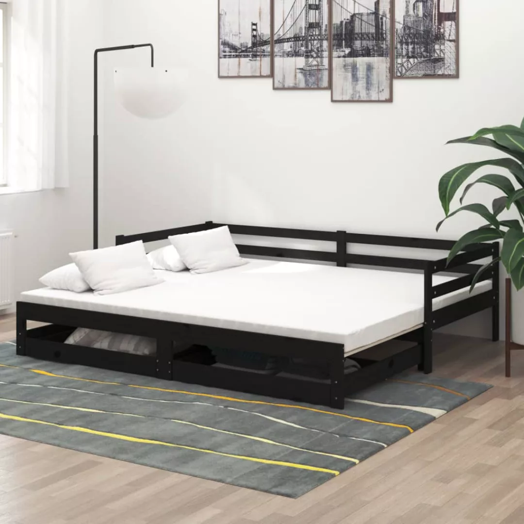 Ausziehbares Tagesbett Schwarz 2x(90x200) Cm Massivholz Kiefer günstig online kaufen
