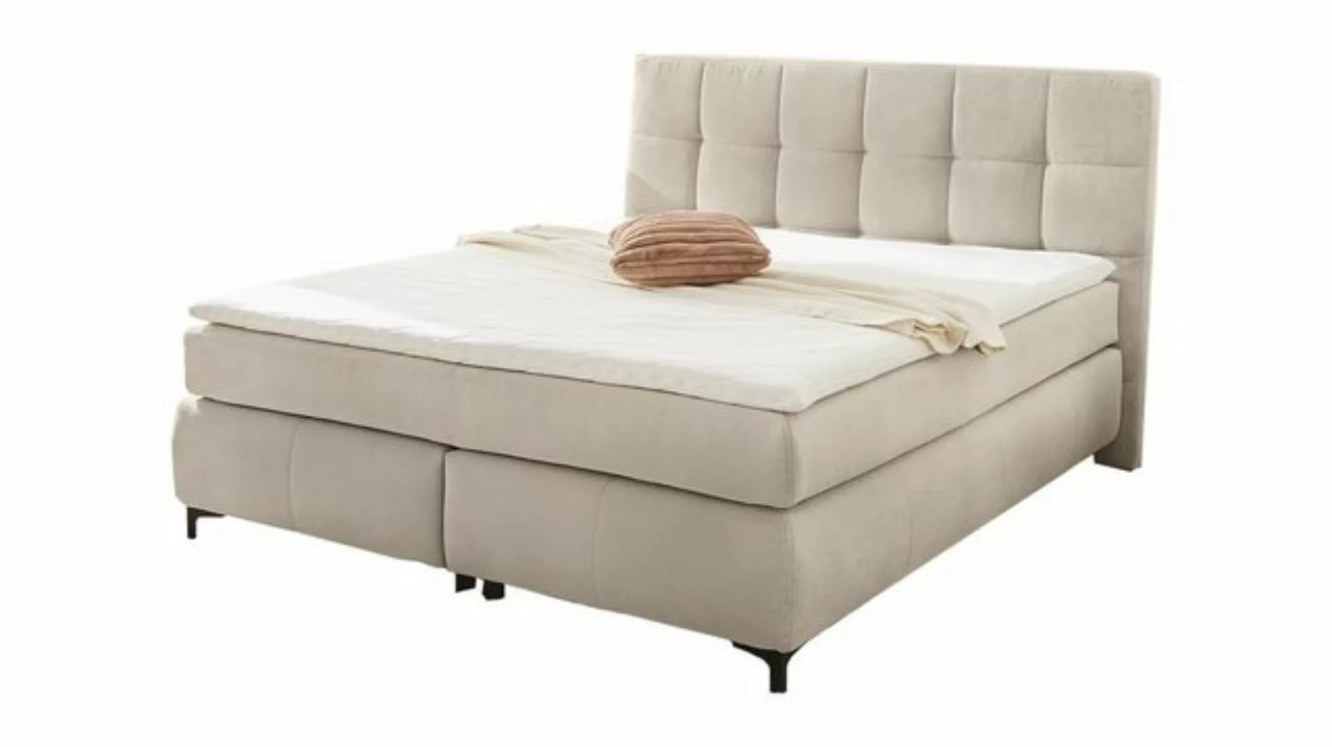 Massivart® Boxspringbett BEATRICE 180 x 200 cm / Feincord / beige, Härtegra günstig online kaufen