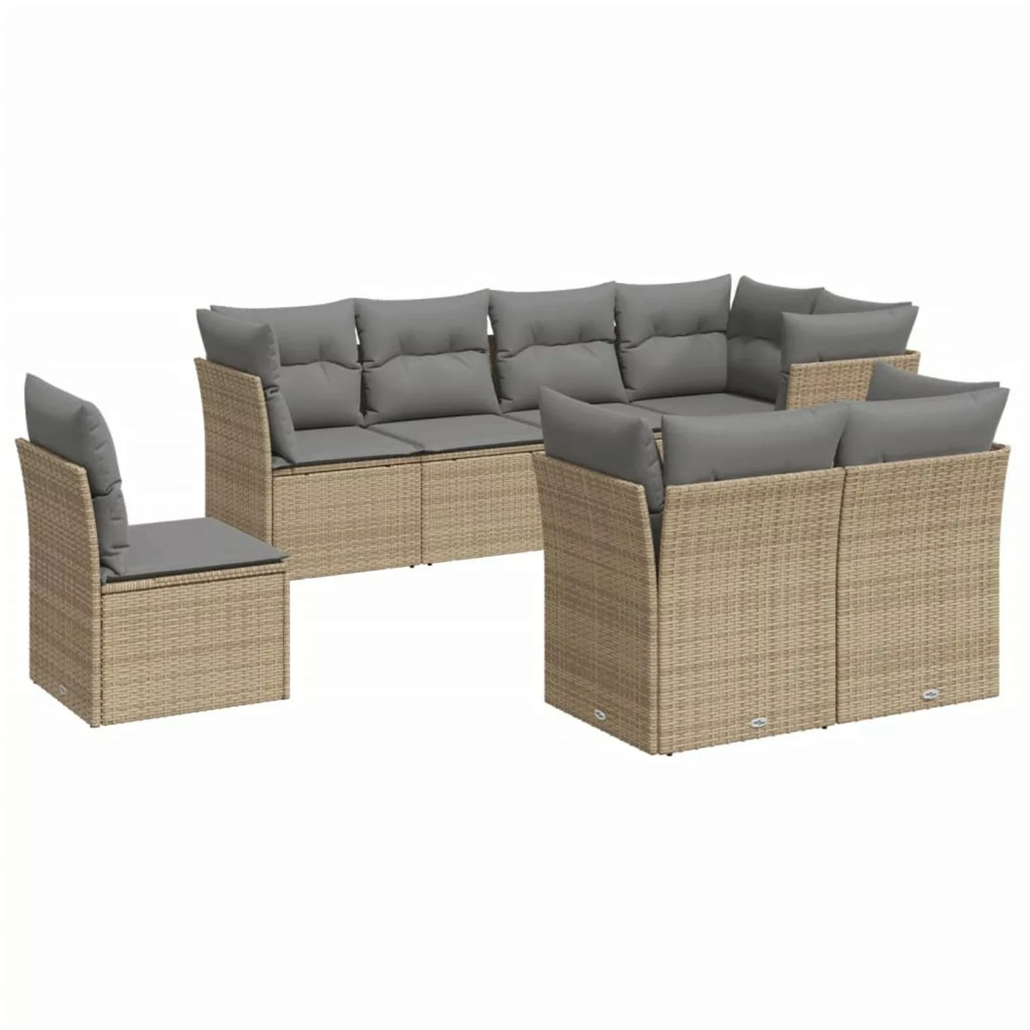 vidaXL 8-tlg Garten-Sofagarnitur mit Kissen Beige Poly Rattan Modell 25 günstig online kaufen