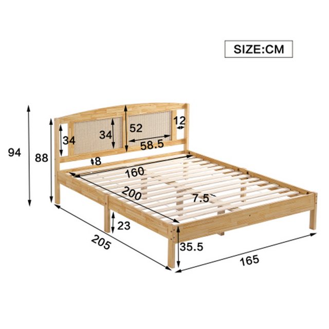 XDeer Jugendbett Doppelbett, Rattanbett, Jugendbett Erwachsenenbett, Rattan günstig online kaufen