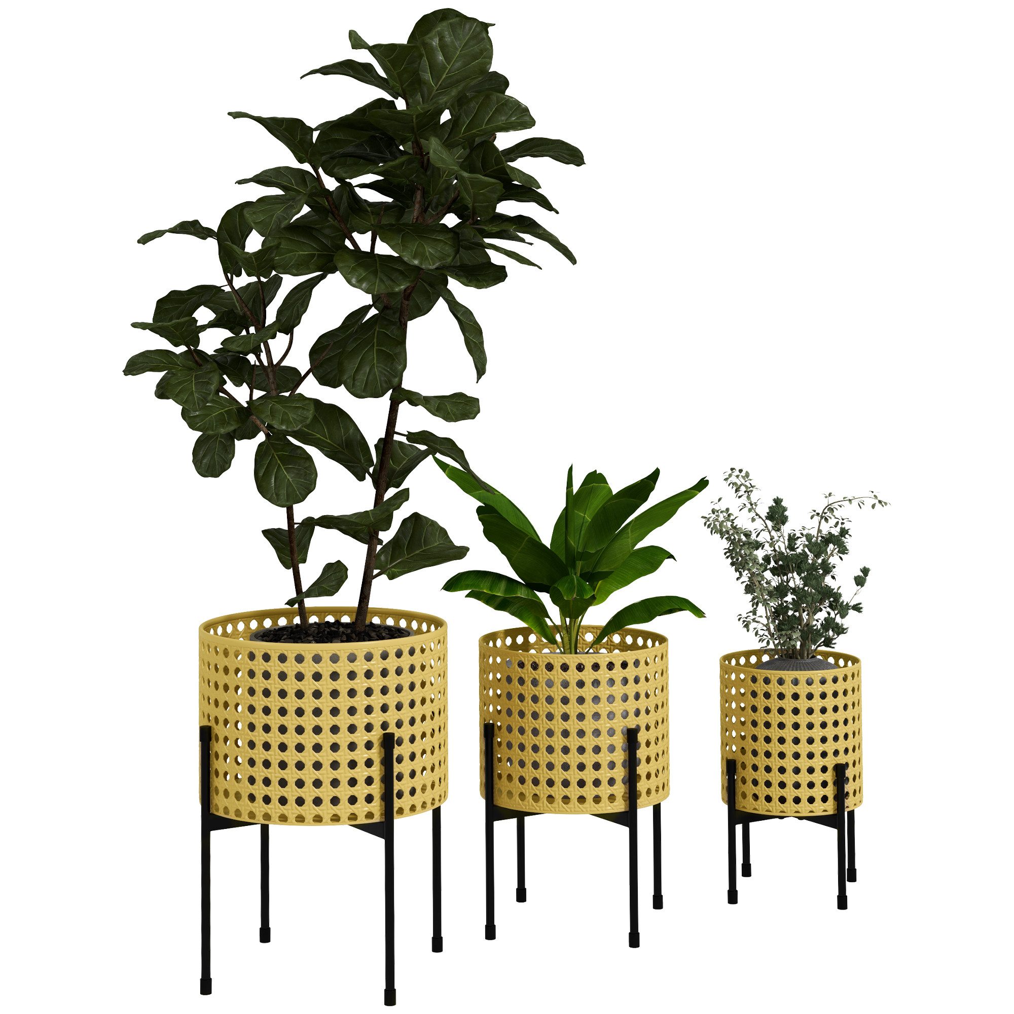 Outsunny Blumenständer 3er-Set Pflanzenständer mit Rattanoptik günstig online kaufen