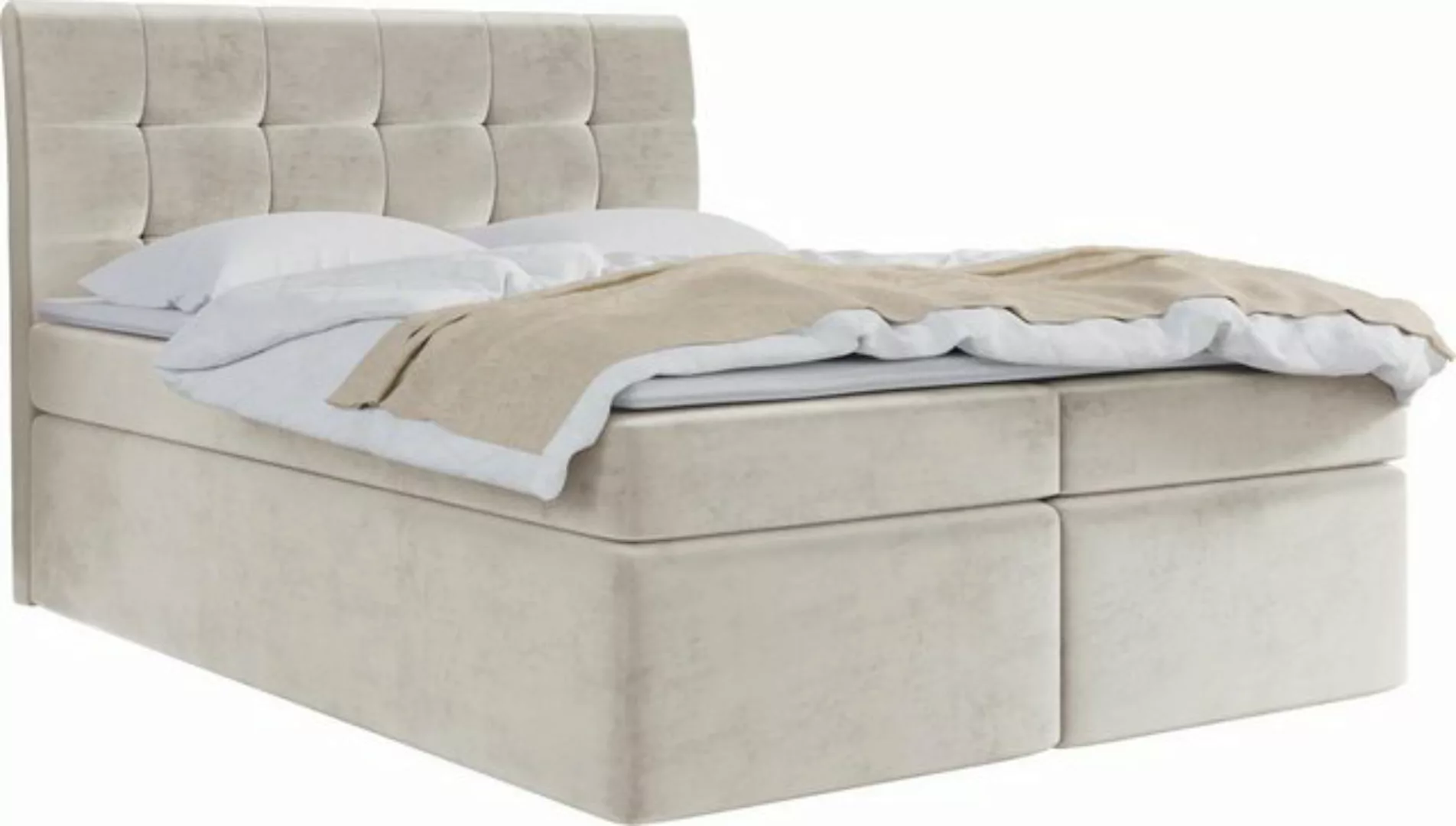 WFL GROUP Boxspringbett mit Topper BELIZE, Samt Doppelbett mit Bettkasten günstig online kaufen