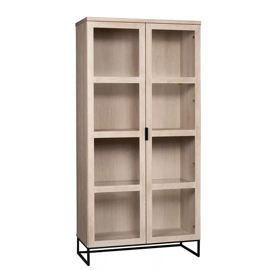 Esszimmer Vitrine aus Eiche White Wash massiv 195 cm hoch günstig online kaufen