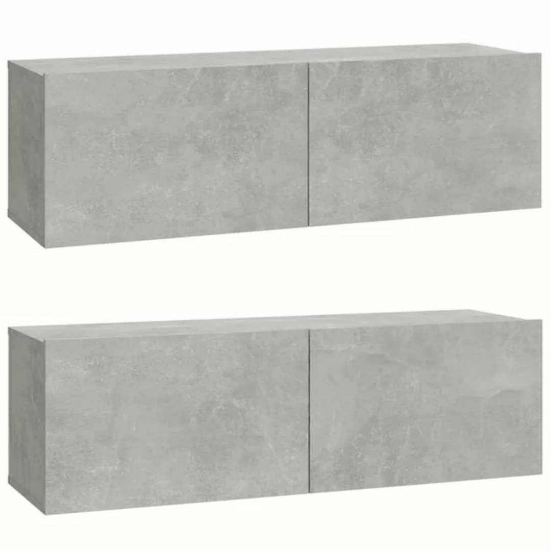 furnicato TV-Schrank TV-Wandschränke 2 Stk. Betongrau 100x30x30 cm Holzwerk günstig online kaufen