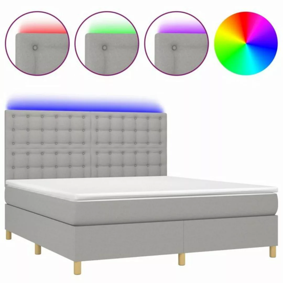 vidaXL Boxspringbett Bett Boxspringbett mit Matratze & Topper & LED (180 x günstig online kaufen